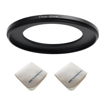77mm Lens to 52mm Camera Lens Adapter 77mm to 52mm Step Down Ring Adapter Ring for All Brands of UV ND CPL, with Premium Lens Wiping Cloth 2 Pack (77mm-52mm)