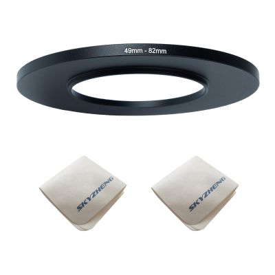 49mm Lens to 82mm Camera Lens Adapter 49mm to 82mm Step Up Ring Adapter Ring for All Brands of UV ND CPL, with Premium Lens Wiping Cloth 2 Pack (49mm-82mm)