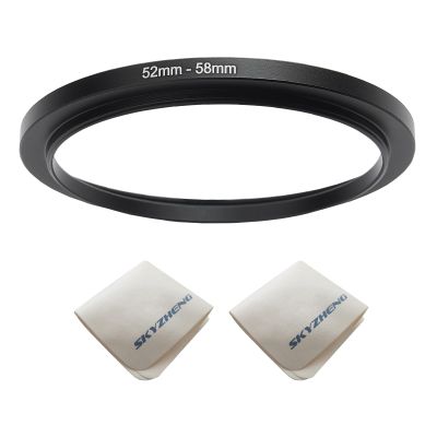 52mm Lens to 58mm Camera Lens Adapter 52mm to 58mm Step Up Ring Adapter Ring for All Brands of UV ND CPL, with Premium Lens Wiping Cloth 2 Pack (52mm-58mm)