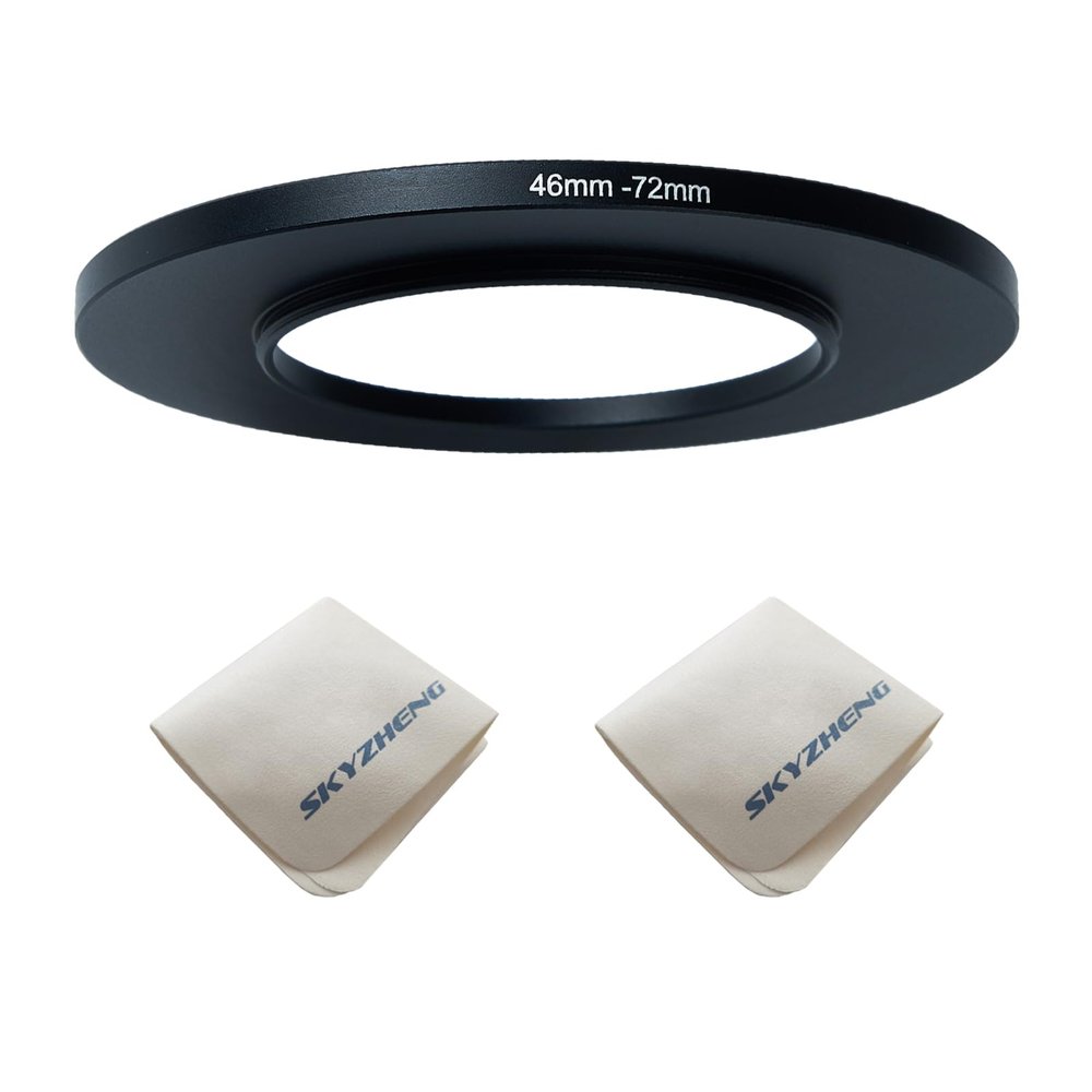 46mm Lens to 72mm Camera Lens Adapter 46mm to 72mm Step Up Ring Adapter Ring for All Brands of UV ND CPL, with Premium Lens Wiping Cloth 2 Pack (46mm-72mm)