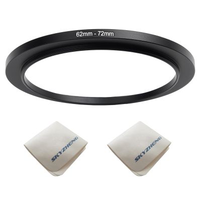 62mm Lens to 72mm Camera Lens Adapter 62mm to 72mm Step Up Ring Adapter Ring for All Brands of UV ND CPL, with Premium Lens Wiping Cloth 2 Pack (62mm-72mm)