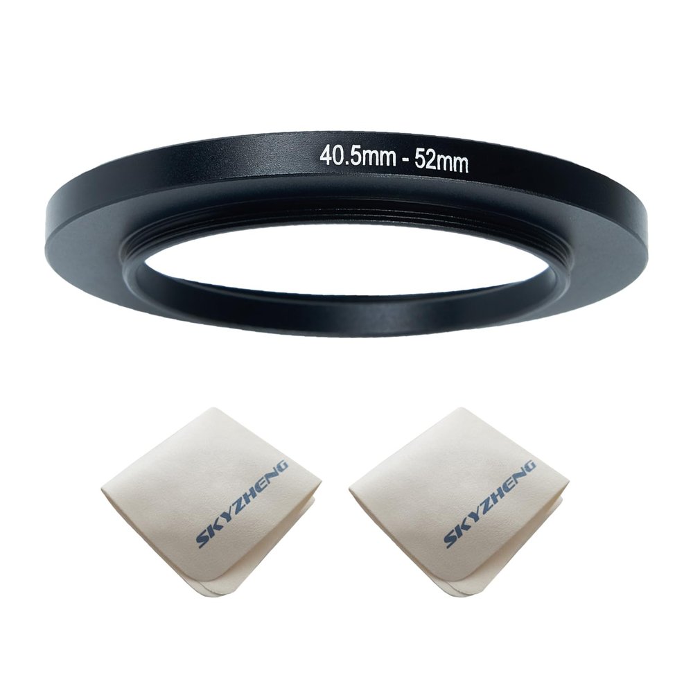 40.5mm Lens to 52mm Camera Lens Adapter 40.5mm to 52mm Step Up Ring Adapter Ring for All Brands of UV ND CPL, with Premium Lens Wiping Cloth 2 Pack (40.5mm-52mm)