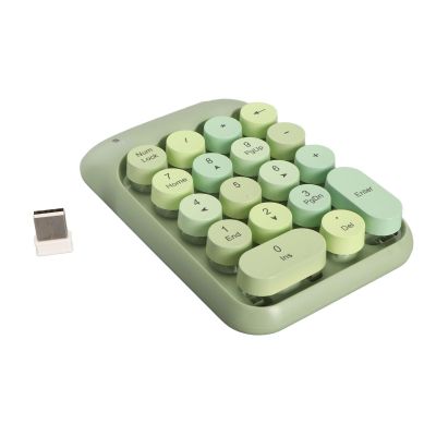 GOWENIC USB Numeric Keypad Number Pad, 2.4G 18 Keys Mini Digital Keyboard, Portable Retro Round Keycaps Numpad with USB Receiver for Computer Laptop