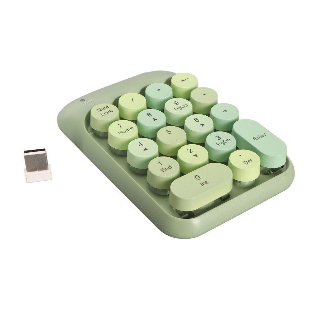 GOWENIC USB Numeric Keypad Number Pad, 2.4G 18 Keys Mini Digital Keyboard, Portable Retro Round Keycaps Numpad with USB Receiver for Computer Laptop