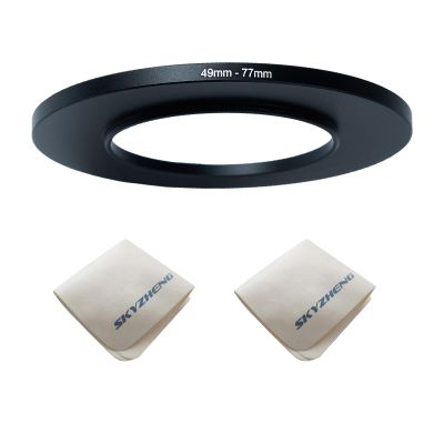 49mm Lens to 77mm Camera Lens Adapter 49mm to 77mm Step Up Ring Adapter Ring for All Brands of UV ND CPL, with Premium Lens Wiping Cloth 2 Pack (49mm-77mm)
