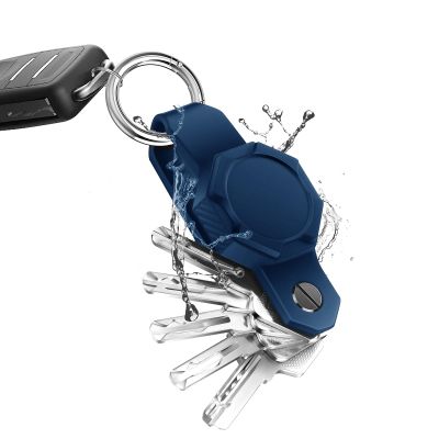 Aircawin Key Organizer for Airtag Case,Mini Key Holder for Airtag,Anti-lost Silicon for Airtag Holder Case GPS Tracker Car Keys Finder Item Locator with Keychain,Car Key Fob for Up to 6 Keys-Blue