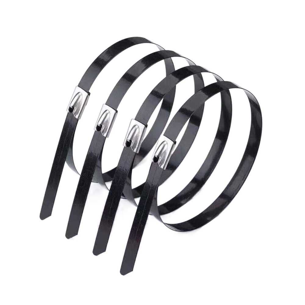 Cable Tie Straps,Locking Ties, 25pcs 4.6x100/150/200/260/300/350/400 To 700mm Stainless Steel Cable Ties Locking Metal Zip-Exhaust Wrap Coated (Color : Metallic, Size : 4.6X700 black 25PCS) ( Color :