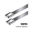 Cable Tie Straps,Locking Ties, 100Pcs 304 Stainless Steel Cable Ties 4.6mm Self-Locking Cable Zip Tie Metal Exhaust Locking Ties (Color : Silver, Size : 4.6X550MM) ( Color : Silver , Size : 4.6X350MM view 2