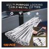 Cable Tie Straps,Locking Ties, 100Pcs 304 Stainless Steel Cable Ties 4.6mm Self-Locking Cable Zip Tie Metal Exhaust Locking Ties (Color : Silver, Size : 4.6X550MM) ( Color : Silver , Size : 4.6X350MM view 3