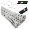 Cable Tie Straps,Locking Ties, 50/100PCS Locking Cable Metal Zip Ties Stainless Steel Cable Twist Ties Locking Metal Zip-Exhaust Wrap Coated (Color : Silver, Size : 100Pcs 4.6MM x 150MM) ( Color : Sil view 2