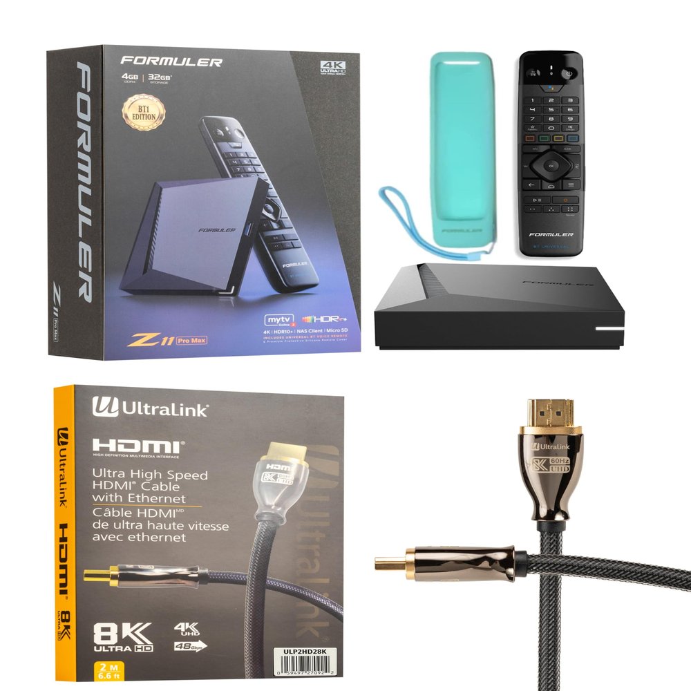 Formuler Z11 Pro Max + ULTRALINK 8K High Speed HDMI Cable - Android 11 4GB Ram 32GB Storage with Universal Bluetooth Voice Remote & Premium Protective Silicone Remote Cover