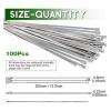 Cable Tie Straps,Locking Ties, 100PCS Locking Cable Metal Zip Ties Stainless Steel Cable Twist Ties Locking Metal Zip-Exhaust Wrap Coated (Color : Silver, Size : 100PCS 4.6MM x 200MM) ( Color : Silver view 4