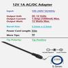 12V 1A DC Power Supply Adapter, AC 100-240V 50-60Hz to 12 Volts 1000mA, DC Power Cord with 5.5 x 2.5mm Barrel Jack & 10 Tips - Center Positive view 2