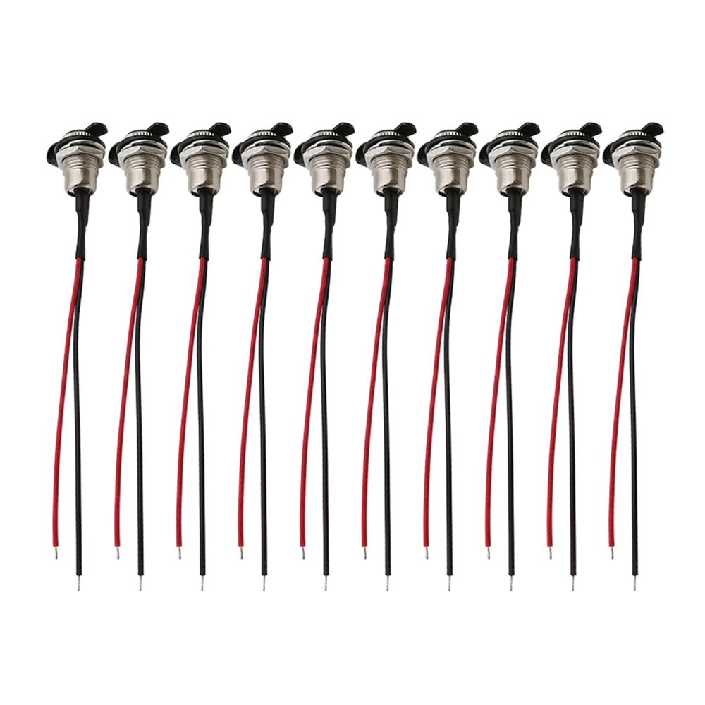 10Pcs DC-099 2.1x5.5mm DC Power Socket Female Jack Panel Mount Connector Adapter with 20AWG Electronic Wires and wat/erp/;ro/ofW Cap(20CM)