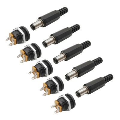5.5 x 2.1mm 12V 3A DC022 Plastic Male Plugs Female Socket Panel Mount Jack 5.5 * 2.1mm DC Power Connectors Electrical Supplies(1pair)