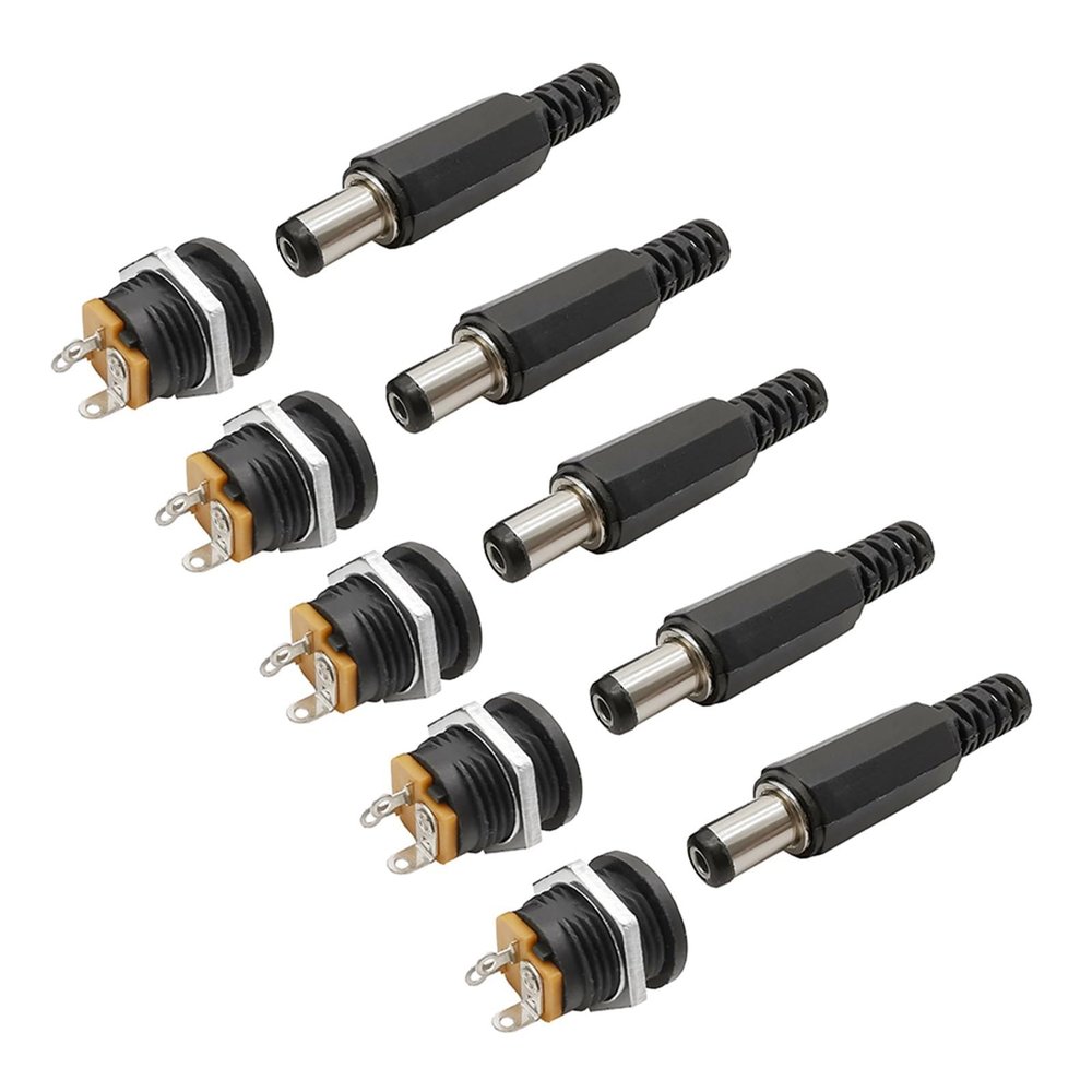 5.5 x 2.1mm 12V 3A DC022 Plastic Male Plugs Female Socket Panel Mount Jack 5.5 * 2.1mm DC Power Connectors Electrical Supplies(1pair)