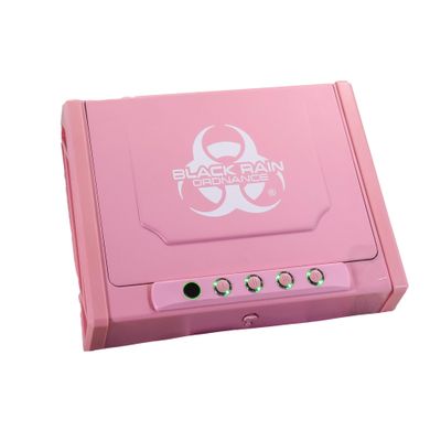Black Rain Ordnance Gun Safe for Handguns, w/Biometric Fingerprint or Keypad Lock, Hardened Steel Lock Box for Home, Bedside, & Vehicle (Pink)