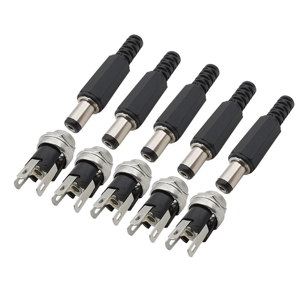 100Pair 5.5mm x 2.1mm DC Power Male pl;/UG Connector DC-025M 5.5x2.1mm DC Supply Female Panel Mount Socket Jack Adapter