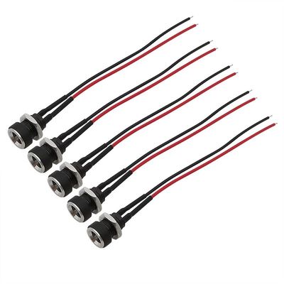 5Pcs DC-022B 5.5x2.1mm DC Power Female Socket Jack Panel Mount Wire Cable Connector Adapter 2 Pin Solder 20AWG Electronic Wires(15CM)