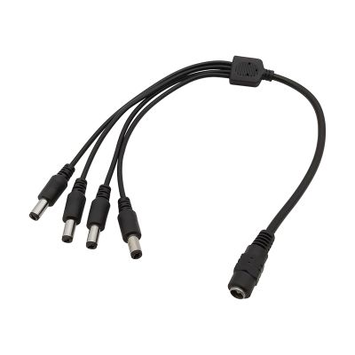 5.5x2.1mm 1 Female to 4 Male pl;/UG DC Power Splitter Cable Extension Connector Adapter Fit Compatible CC/TV Security Camera .L-ED Strip Light