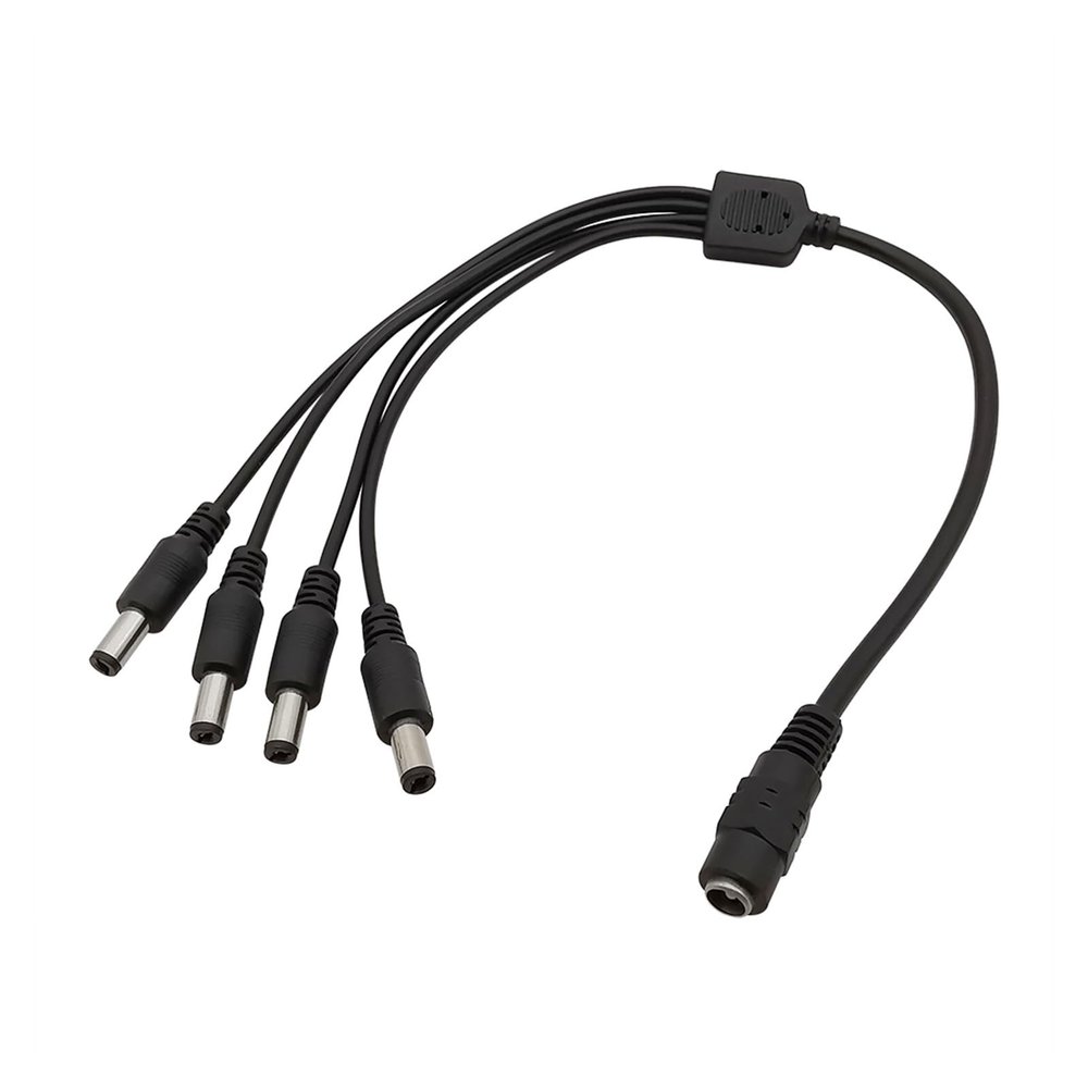 5.5x2.1mm 1 Female to 4 Male pl;/UG DC Power Splitter Cable Extension Connector Adapter Fit Compatible CC/TV Security Camera .L-ED Strip Light