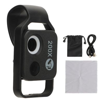 200X HD Phone Mini Pocket Microscope, Portable Digital Microscope Camera with CPL Lens for Teaching Experiment Built in Battery