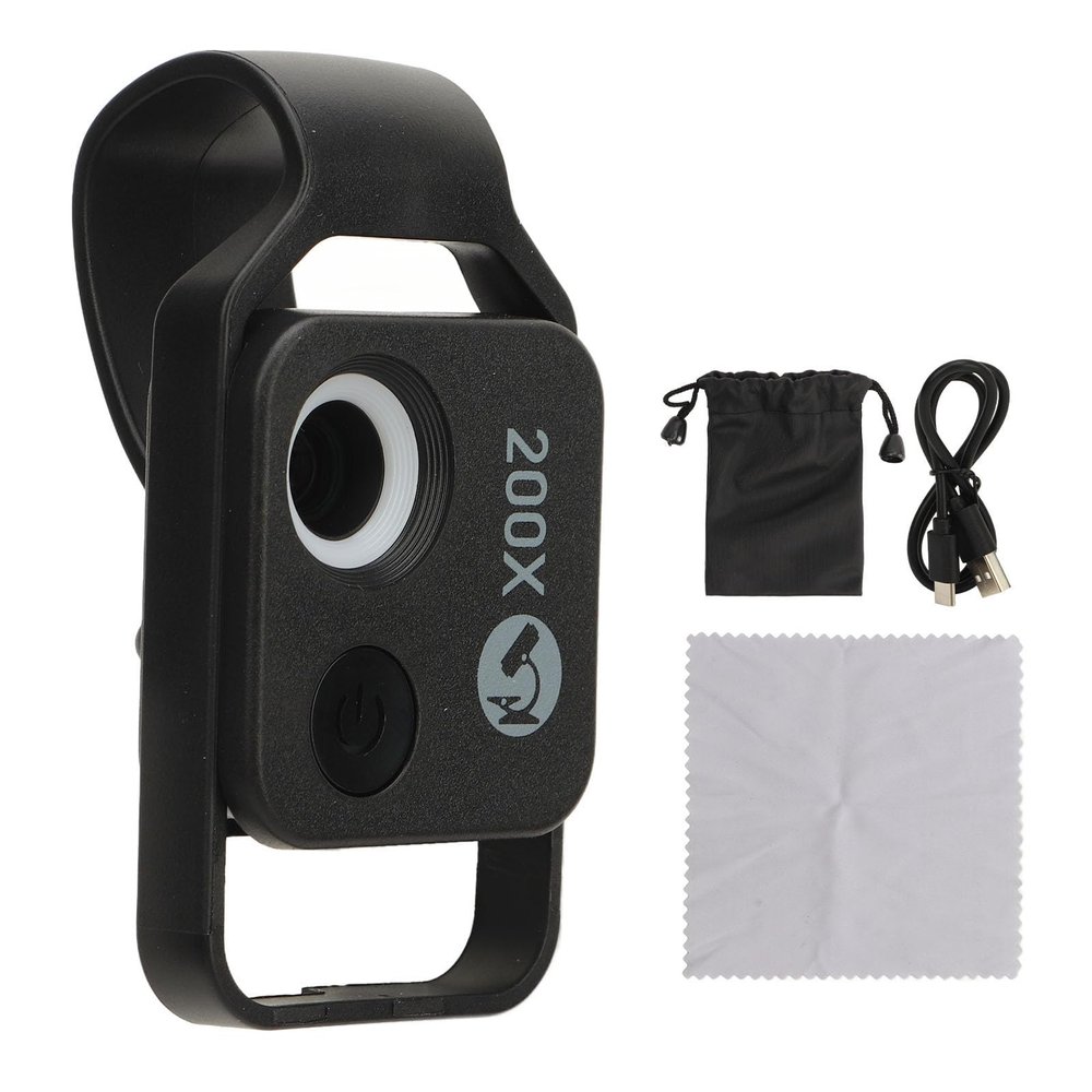 200X HD Phone Mini Pocket Microscope, Portable Digital Microscope Camera with CPL Lens for Teaching Experiment Built in Battery