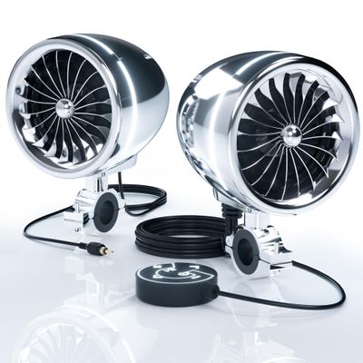 GoHawk Motorcycle Bluetooth Speakers with LED Ring, 4" Waterproof Motorcycle Stereo System, Built-in Amplifier Music Audio Player w/USB AUX for Harley ATV Scooter 4-Wheeler, AJ4-Halo Chrome