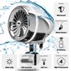 GoHawk Motorcycle Bluetooth Speakers with LED Ring, 4" Waterproof Motorcycle Stereo System, Built-in Amplifier Music Audio Player w/USB AUX for Harley ATV Scooter 4-Wheeler, AJ4-Halo Chrome view 3