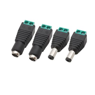 5.5x2.1mm DC Power Male Female Connector Fit Compatible Single Color .L-ED Strip Light CC/TV Camera 5.5 * 2.1mm pl;/UG Jack Socket Adapter(2 Male 2 Female)