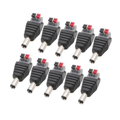 10Pcs/lot 5.5x2.1mm DC Power Male Female pl;/UG Jack Adapter No-Screws Press-Type Terminals Wire Connector Fit Compatible 3528/5050 .L-ED Strip(10 Male)