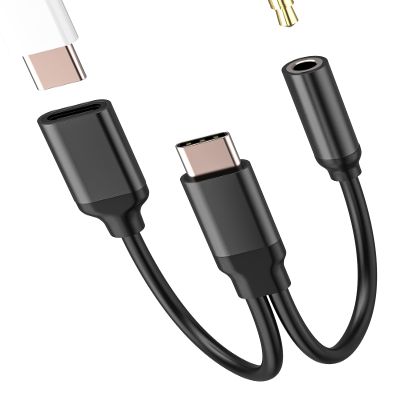 3.5mm to USB C Audio Adapter for iPhone16 15 Headphone Adaptor(2in1)DAC Type C Jack Charger Splitter compatible for Samsung for Apple for iPad Pro Port Dongle Aux Cable Earphone Car Charging Converter