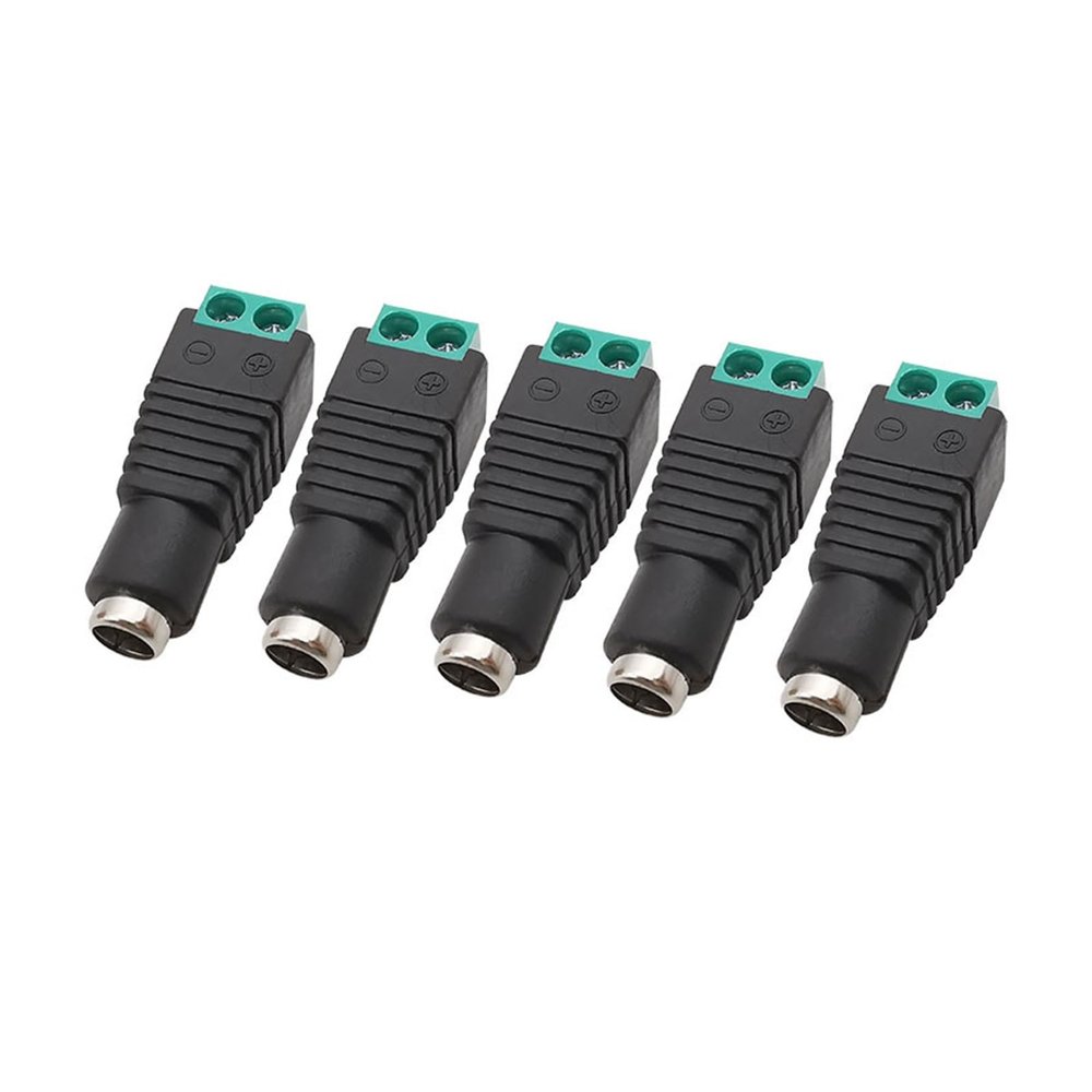 5.5x2.1mm DC Power Male Female Connector Fit Compatible Single Color .L-ED Strip Light CC/TV Camera 5.5 * 2.1mm pl;/UG Jack Socket Adapter(5 Female)