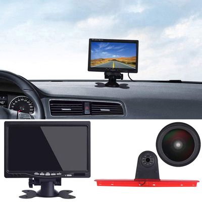 1280 * 720 Pixel Super HD Brake Light Backup Camera Set with 7 Inch LCD Monitor, Night Vision Reversing Camera Replacement for VW T5 Bus Transporter Multivan Caravelle Bussiness 2003-2015 Bj