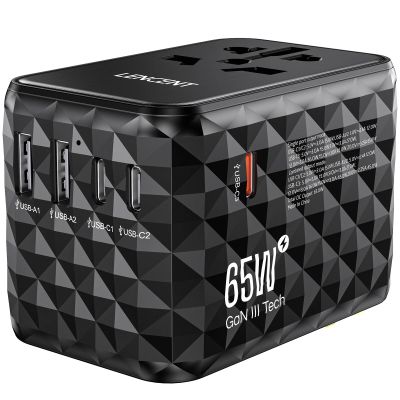 LENCENT 65W GaN International Travel Adapter with 2 USB-A & 3 Type C Ports