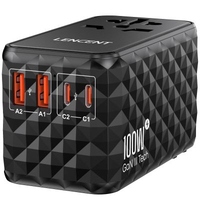 LENCENT 100W International Travel Adapter, GaN Universal Travel Adapter