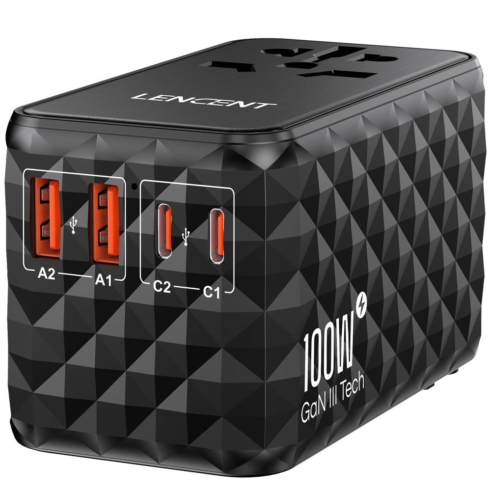 LENCENT 100W International Travel Adapter, GaN Universal Travel Adapter