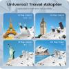 LENCENT 65W International Travel Adapter, Universal Travel Adapter with 2 QC USB-A & 3 PD3.0 Type C Power Outlet, Fast Charging for Phone,Laptops, All-in-One Outlet Converter for USA/UK/EU/AUS, White view 2