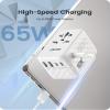 LENCENT 65W International Travel Adapter, Universal Travel Adapter with 2 QC USB-A & 3 PD3.0 Type C Power Outlet, Fast Charging for Phone,Laptops, All-in-One Outlet Converter for USA/UK/EU/AUS, White view 3