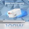 LENCENT 100W International Travel Adapter, Universal Travel Adapter with 2 QC USB-A & 2 PD3.0 Type C Power Adapter, Fast Charging for Phone,Laptops, All-in-One Outlet Adapter for USA/UK/EU/AUS, White view 3