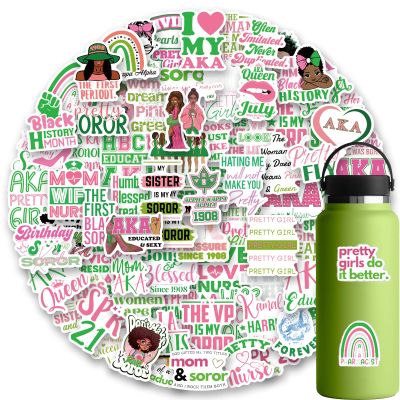 120Pcs Aka Sorority Stickers,Fellowship Cociety Waterproof Vinyl Aesthetic Stickers Decals for Laptop Water Bottles Skateboard Luggage Computer Phone Snowboard. Gifts for Women Girls Kids