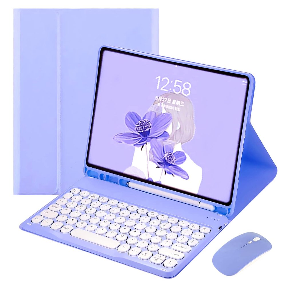 Galaxy Tab S9 11 inch 2023 SM-X710/X716B/X718U Keyboard case with Mouse Magnetic Detachable Bluetooth Keyboard with S Pen Holder Slim Folio Leather case (Tab S9(2023), Purple)