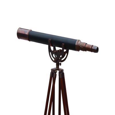 MARY NAUTICAL- Decorative Single Barrel Standard Tube Length Marine Navy Designer Home Floor Standing Maritime Wooden Tripod Antique Finish Telescope Collectible Gift
