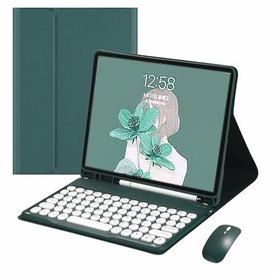 Galaxy Tab S9+/S9 Plus 12.4'' 2023 SM-X810/X816B/X818U Keyboard case with Mouse Magnetic Detachable Bluetooth Keyboard with S Pen Holder Slim Folio Leather case (Tab S9+ (2023), Dark Green)