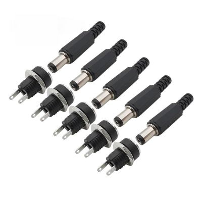 10Pcs DC Connectors 5.5x2.1mm 3.5x1.3mm DC Power pl;/UG Male Female Jack Socket Nut Panel Mount DC Power Adapter Connector 5.5 * 2.1(Type H 5Pair)