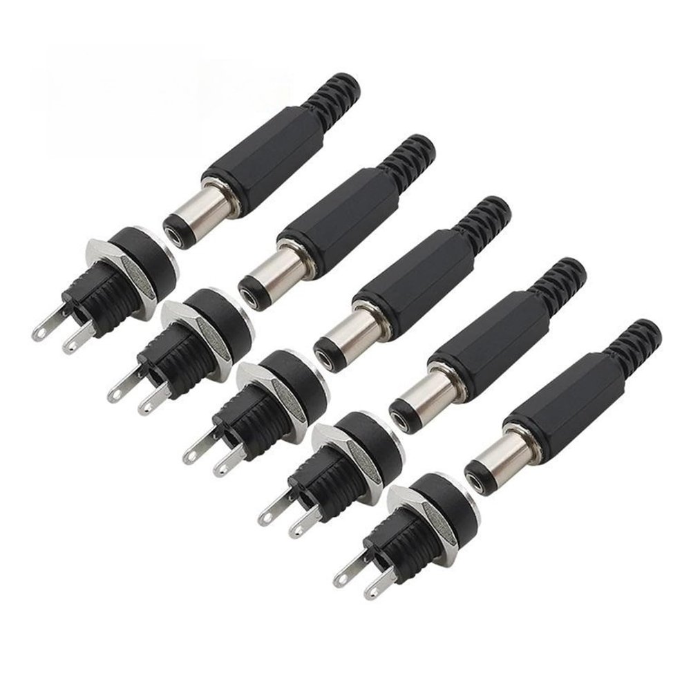 10Pcs DC Connectors 5.5x2.1mm 3.5x1.3mm DC Power pl;/UG Male Female Jack Socket Nut Panel Mount DC Power Adapter Connector 5.5 * 2.1(Type H 5Pair)