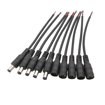 5Pairs 5.5 x 2.1mm DC Power Male pl;/UG and Female Jack Socket Pigtail Cable Wire Connector Fit Compatible CC/TV Security Camera .L-ED Strip