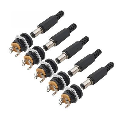 10Pcs DC Connectors 5.5x2.1mm 3.5x1.3mm DC Power pl;/UG Male Female Jack Socket Nut Panel Mount DC Power Adapter Connector 5.5 * 2.1(Type J 5Pair)