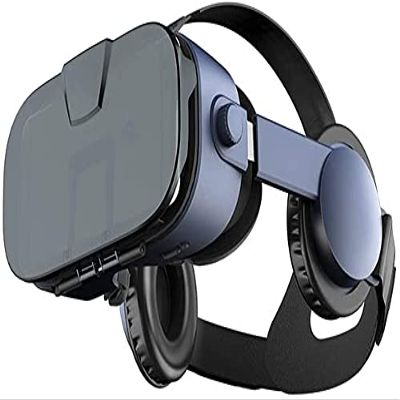 KouRy VR Headset, 3D VR Glasses, Virtual Reality Headset Adjustable 3D VR Glasses with Headphone for Movies Video Games Universal VR Glasses,Ideal Gift for Kids and Adults