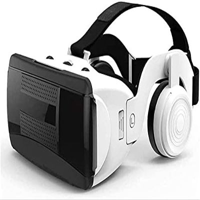 KouRy VR Glasses, Head-Mounted 3D VR Glasses, 3D Glasses Goggles HD Virtual Reality Headset Compatible with iOS & Android Phone, Compatible with 4.7-6.5 inch (Color: White)